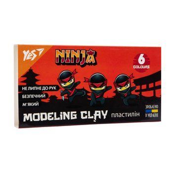 Пластилін YES, 6 кольорів, 120г., Ninja 21903 фото