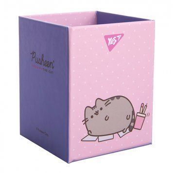 Стакан для письмового приладдя Yes "Pusheen", картон, рожевий 24402 фото